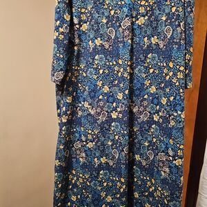 LuLaRoe Blue Floral & Paisley Long Sleeve Dress